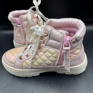 SKECHERS Girls Elevated Casual Oxford High Top Sneakers Light Pink 13 Side Zip